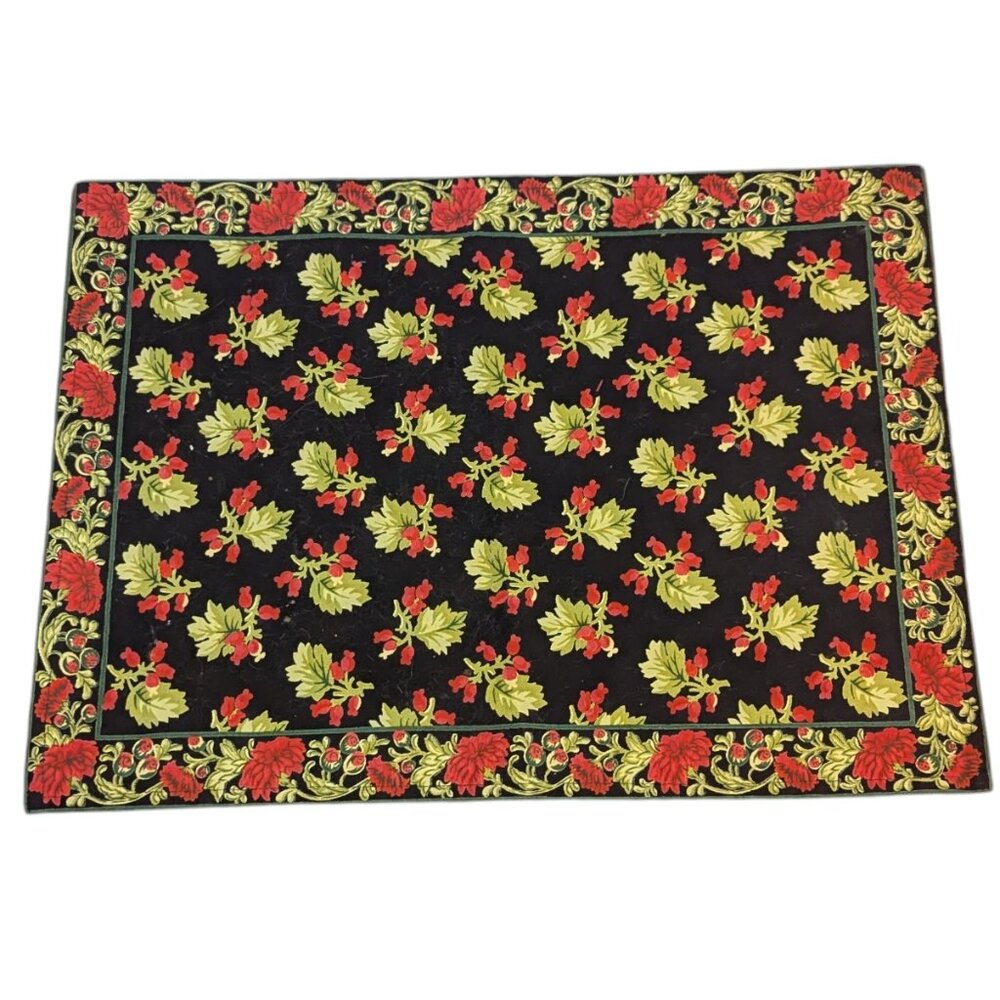 VTG Pimpernel Cloth Placemats Set of 10 Floral Holly Holiday Cottagecore Boho